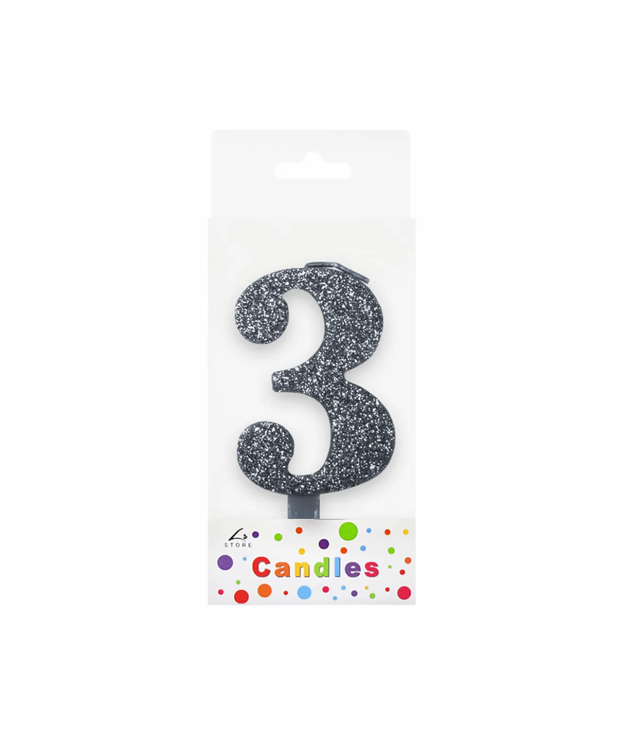 Glitter Silver Number Candle 3