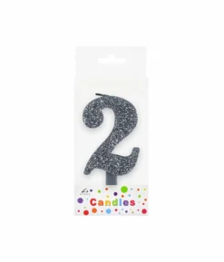 Glitter Silver Number Candle 2