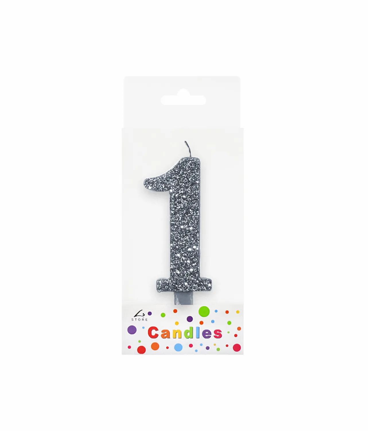 Glitter Silver Number Candle 1