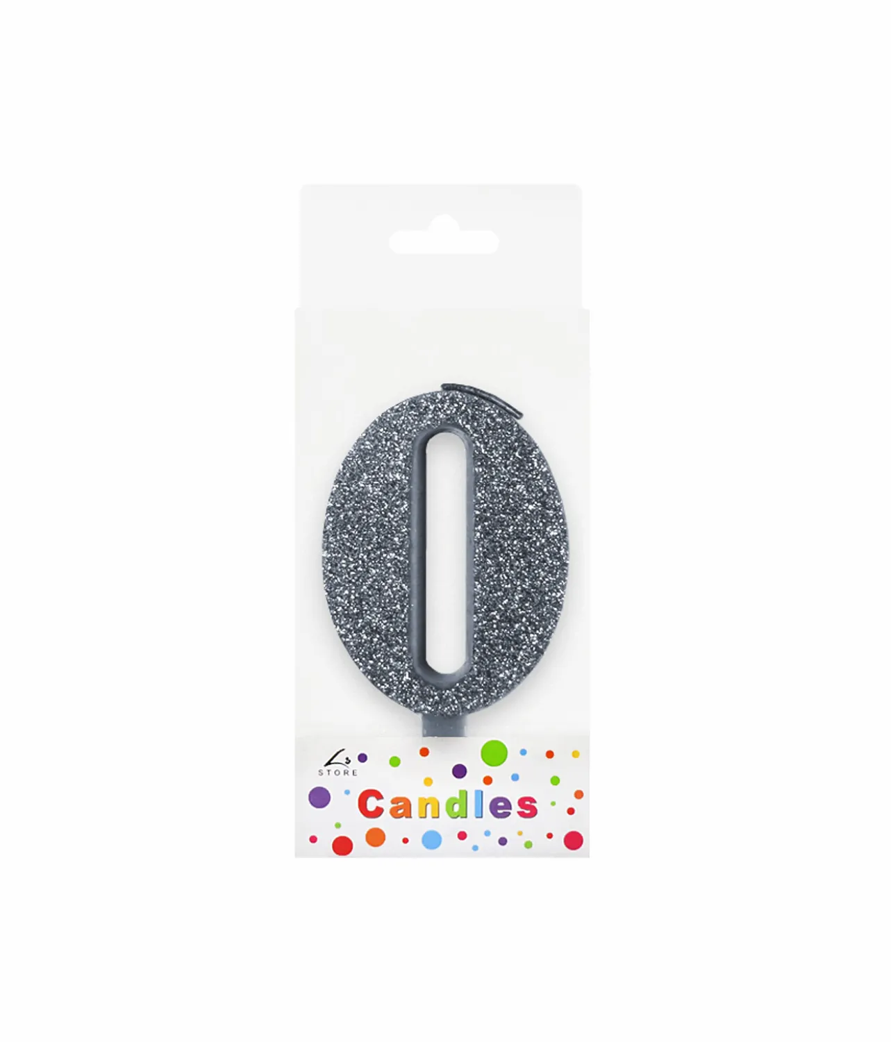 Glitter Silver Number Candle 0