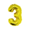 Gold Air Fill Number 3 Balloon