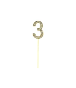 Gold Diamond Cake Topper Number 3
