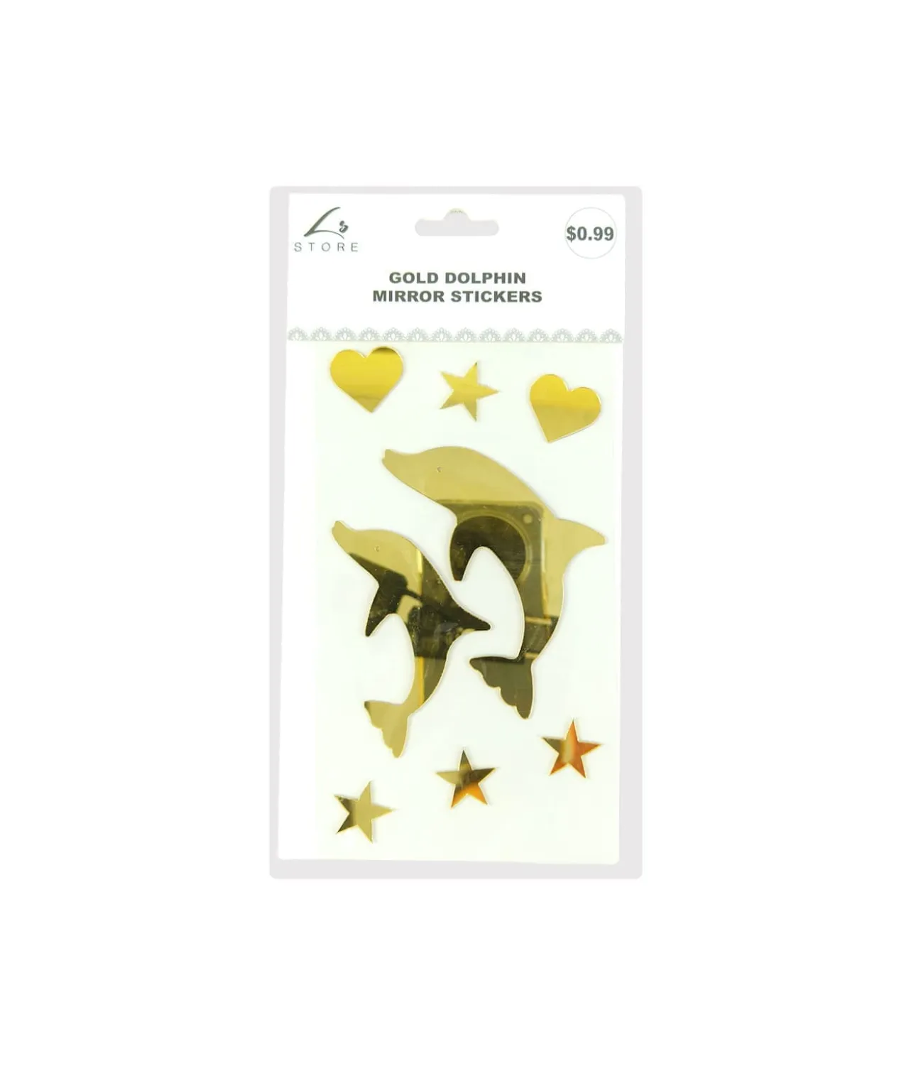 Gold Dolphin Mirror stickers 19.5x10cm