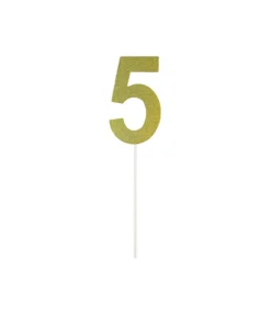 Gold Glitter Cake Topper Number 5