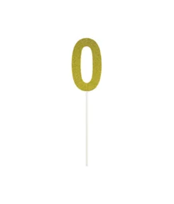 Gold Glitter Cake Topper Number 0