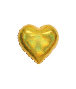 Gold Holo Glitter Heart Foil Balloon 18in