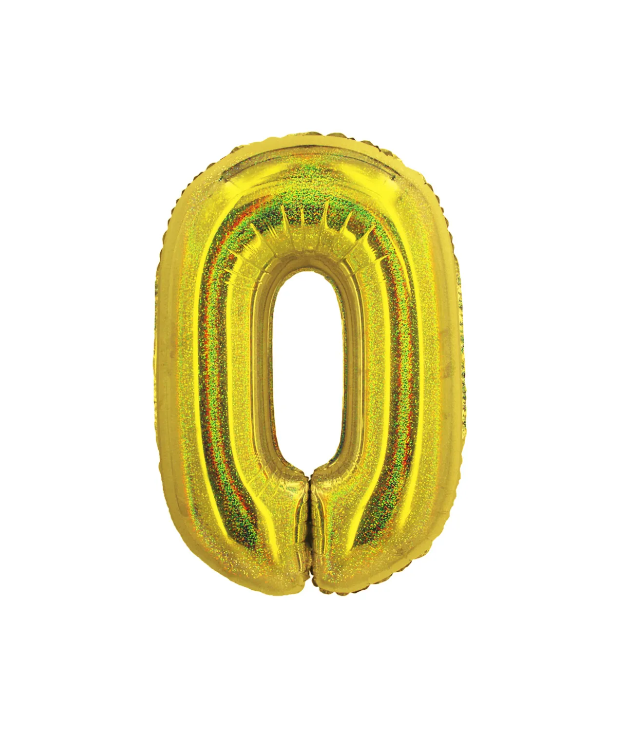 Gold Holographic Foil Number Balloon 0