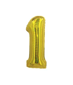 Gold Holographic Foil Number Balloon 1