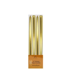 Gold Metallic Taper Candles 4pk