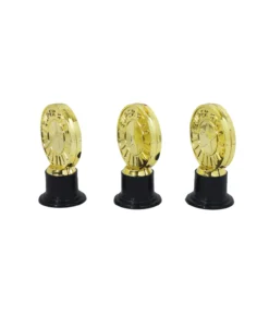 Gold Plastics Circle Trophy Set 3pcs
