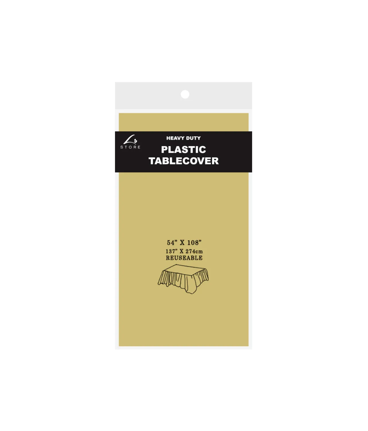 Gold Plastic Tablecover 137x274cm