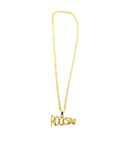 Gold Rock Star Metal Bling Necklace 70cm