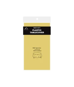 Gold Round Plastic Tablecover 213x213cm