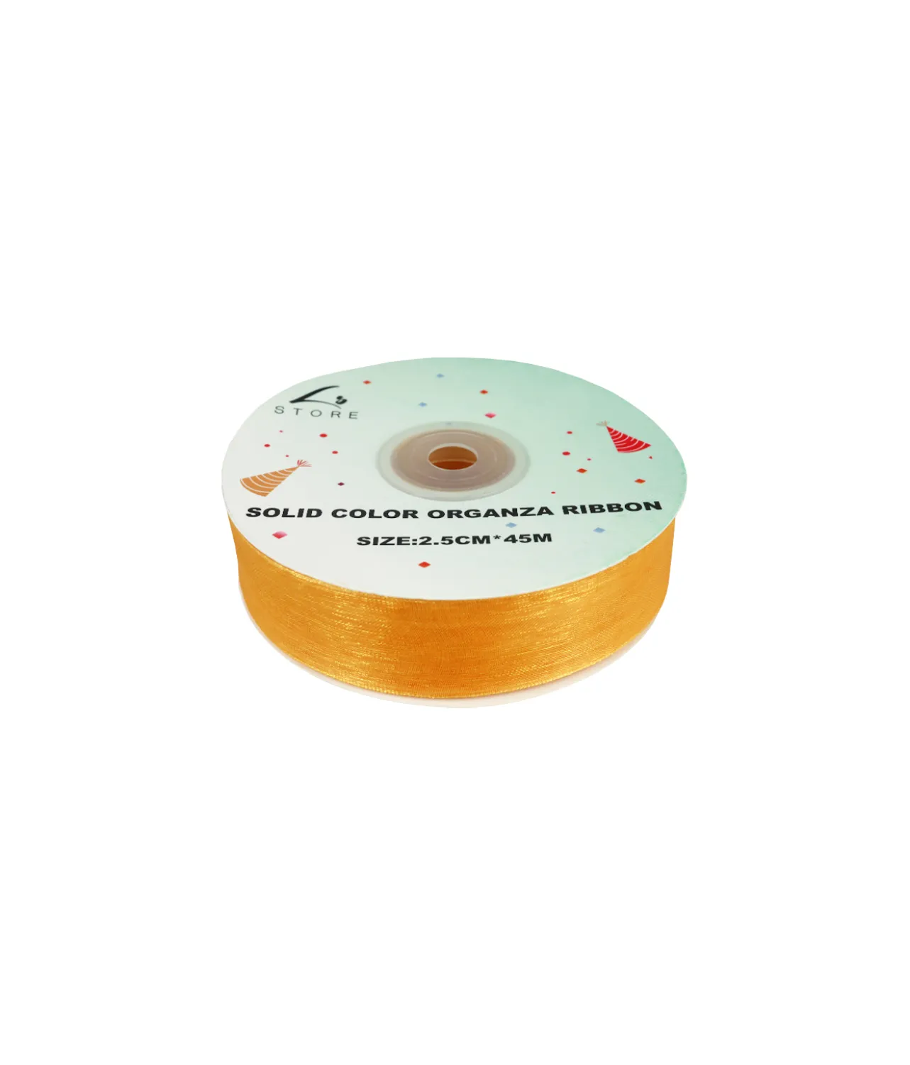 Gold Solid Colour Organza Ribbon 2.5cm