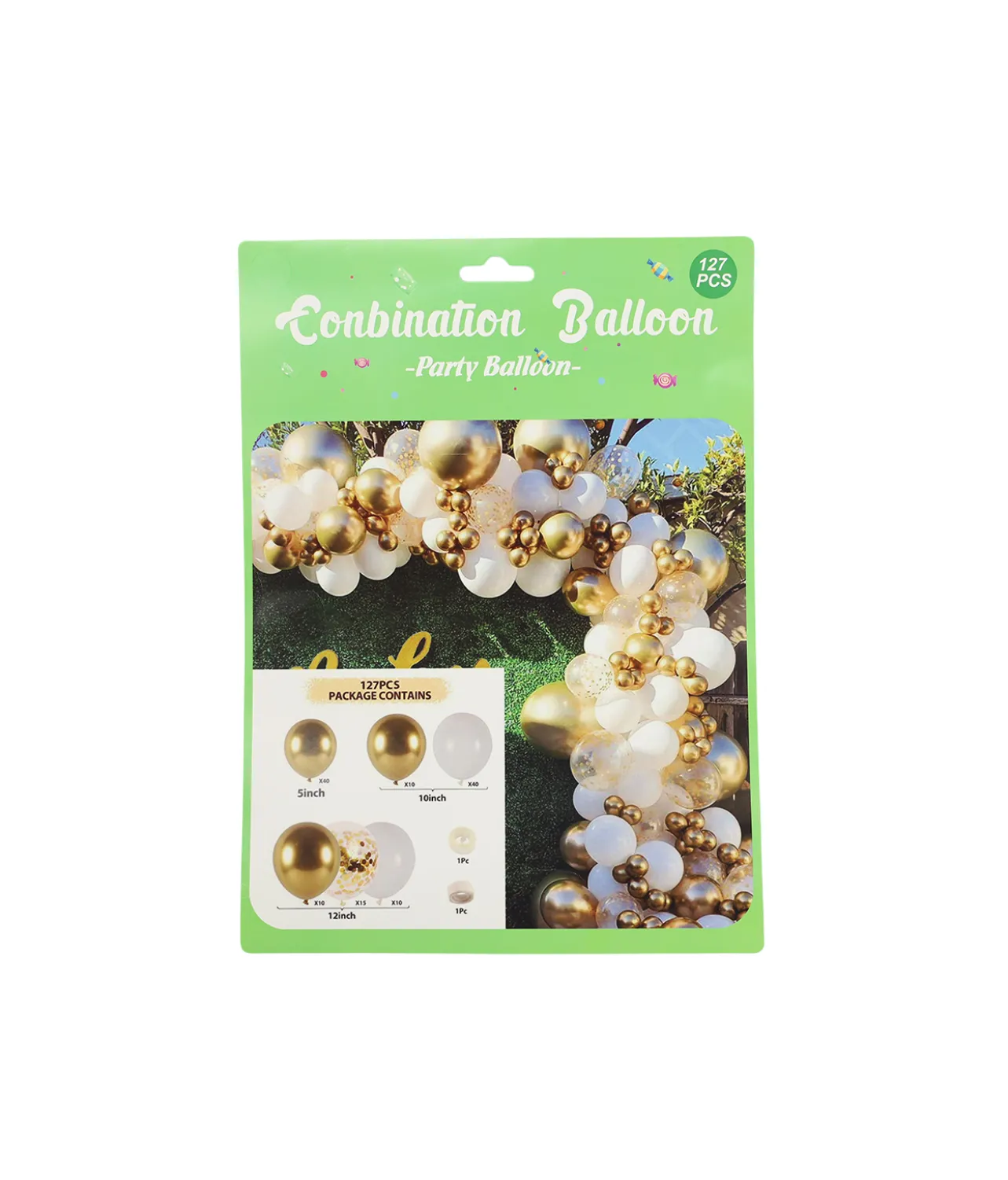 Gold & White Balloon Garland Kit 127pc