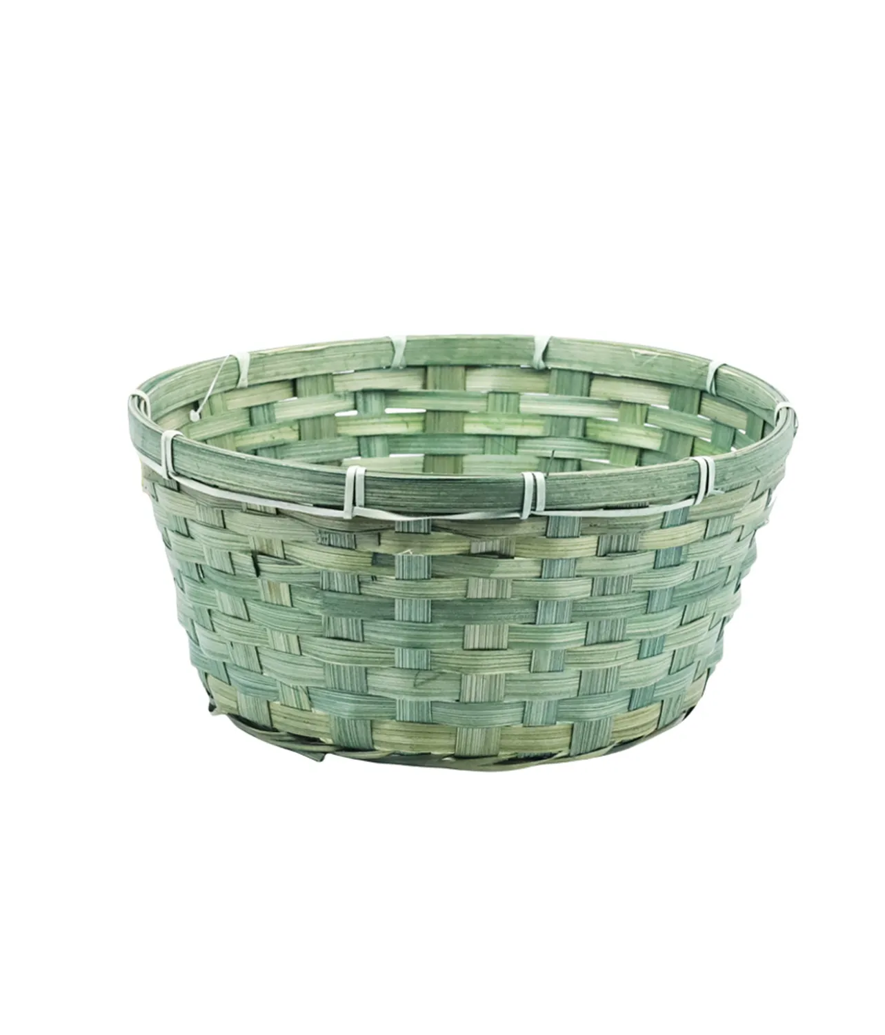 Green Bamboo Round Basket 27x12cm