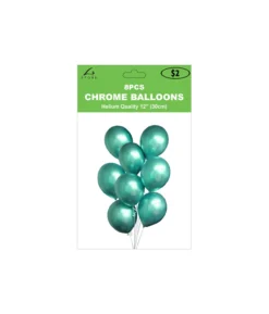 Green Chrome Latex Balloons 12inch 8pk