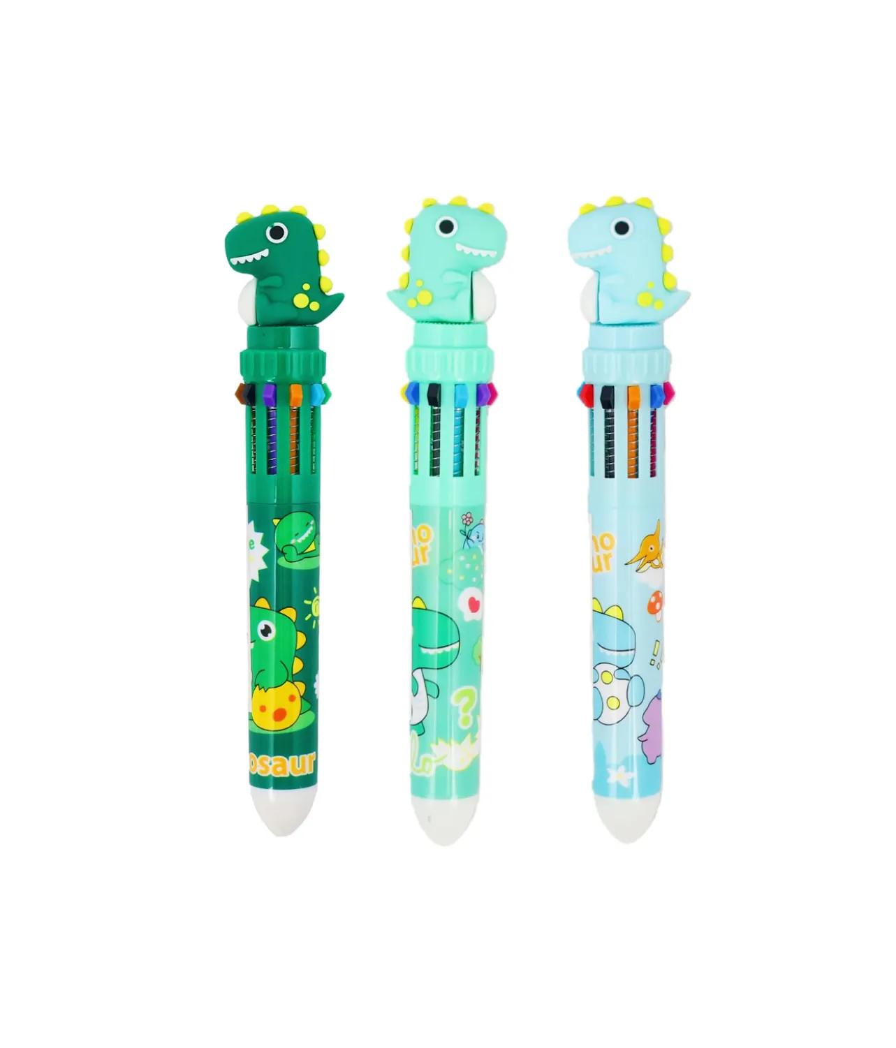 Green Dinosaur Multicolor Pen 10 colors Assorted