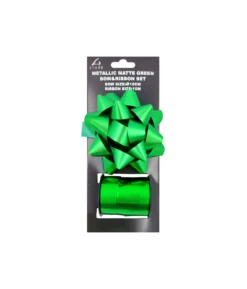 Green Matte Gift Bow & Ribbon Set