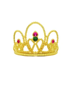 Green & Pink Gem Gold Tiara Crown