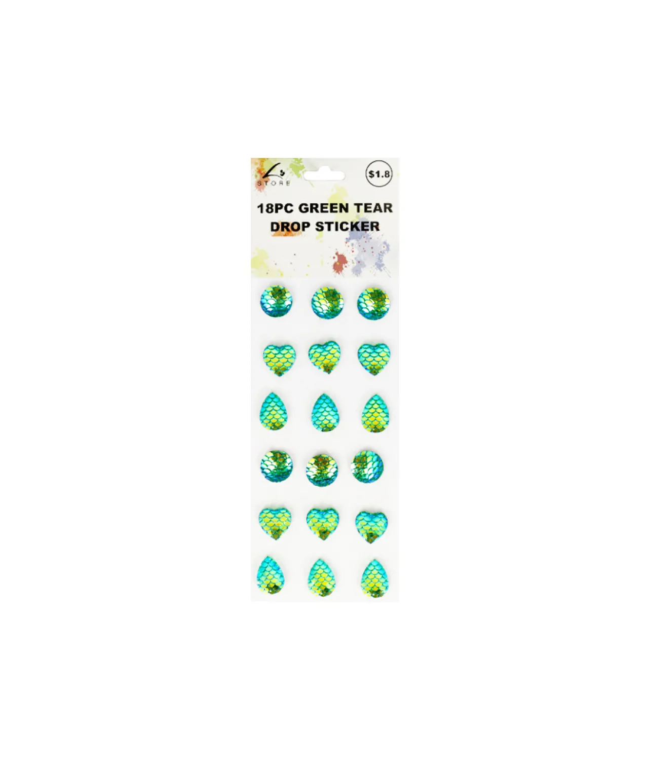 Green Tear Drop Sticker 18pc