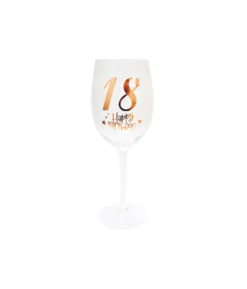 18 Happy Birthday Clear Stem Wine Glass
