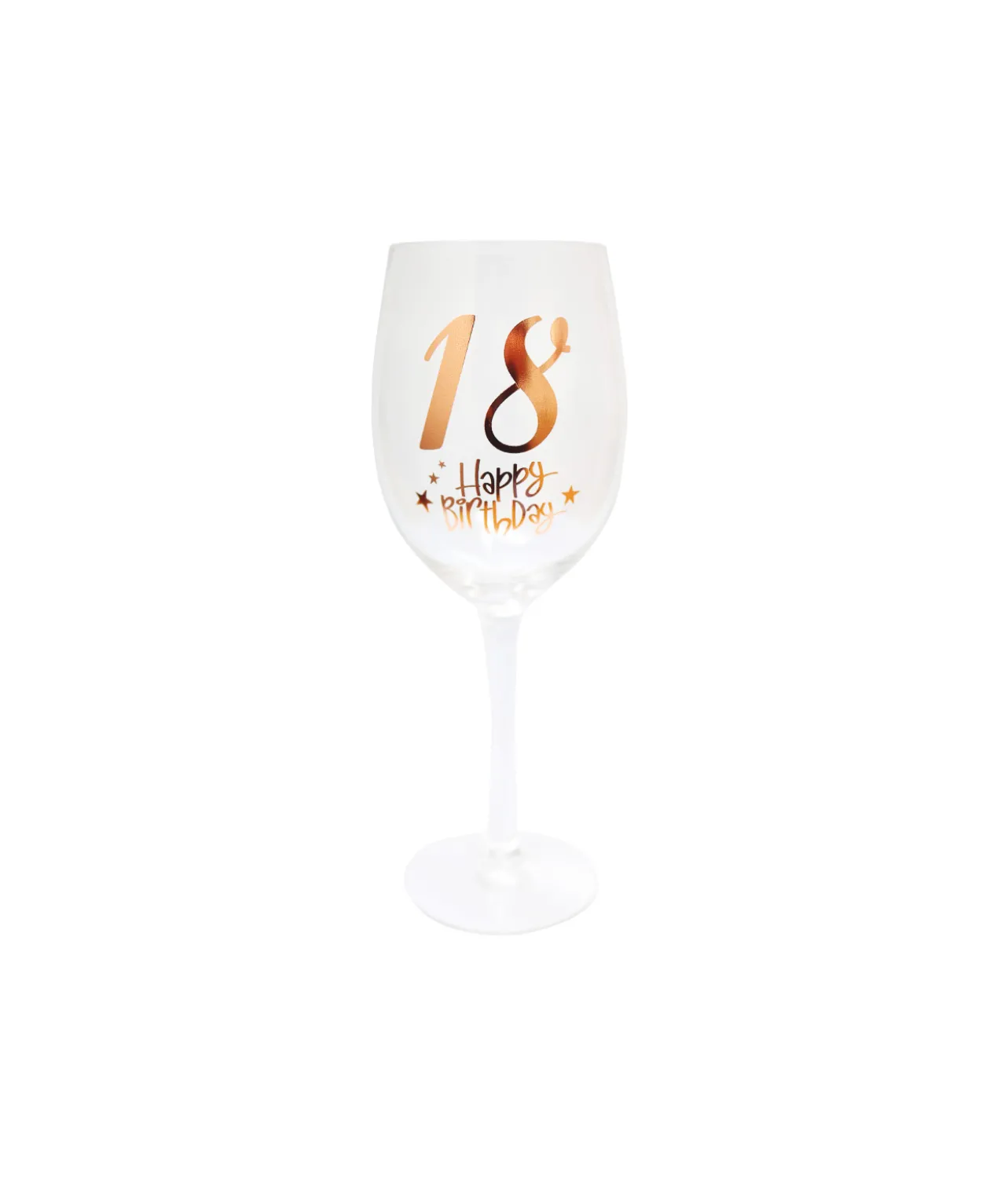 18 Happy Birthday Clear Stem Wine Glass