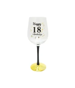 Happy 18 Birthday Wine Glass