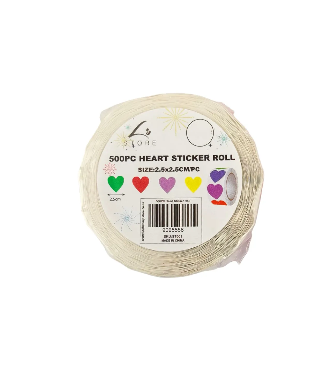 Heart Sticker Roll 2.5×2.5cm 500pc