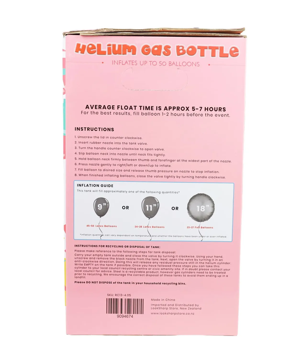 Helium Gas Bottle 13.3L
