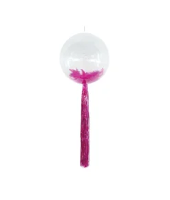 Hot Pink Bubble Balloon With Feathers & Fringe