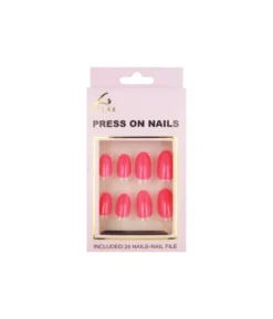 Hot Pink Round Press On Nails 24pc