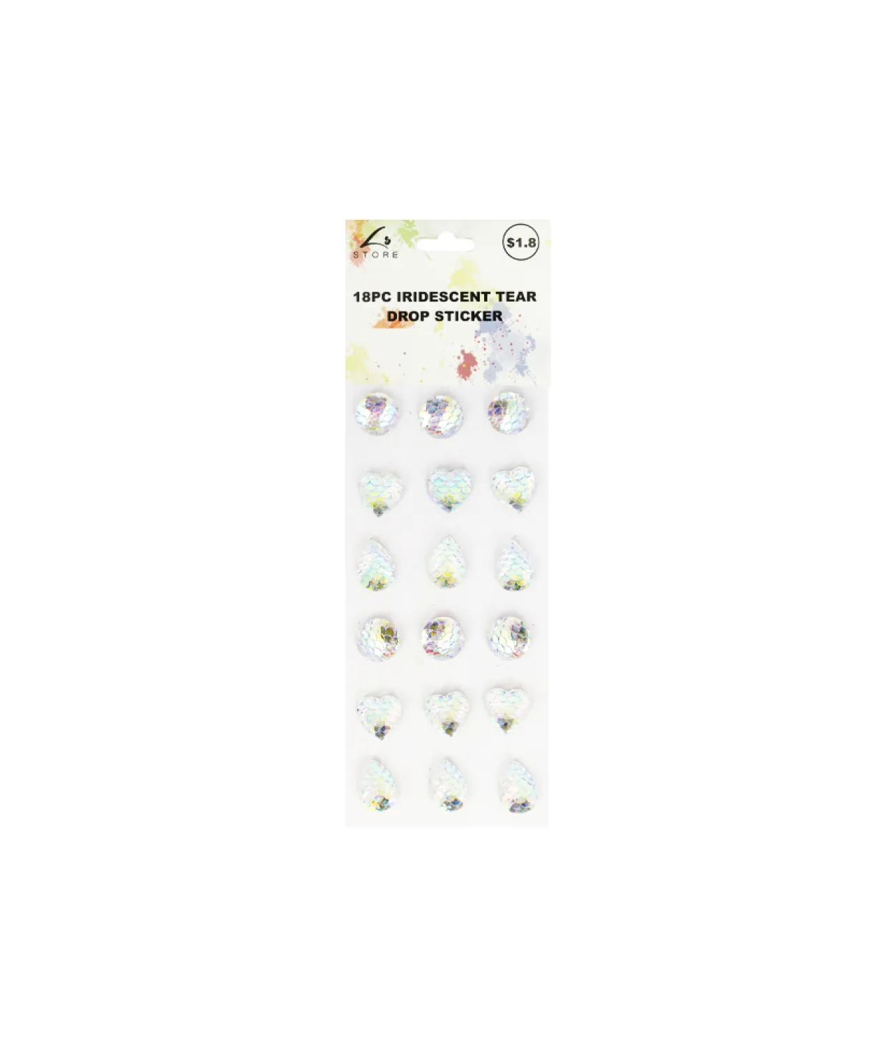 Iridescent Tear Drop Sticker 18pc