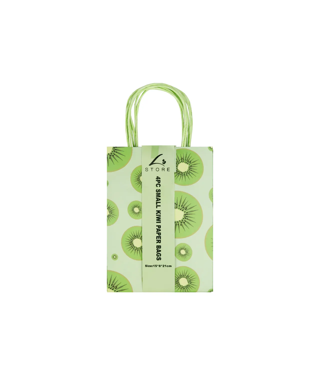 Kiwifruit Printed Paper Bags 21cm 4pk