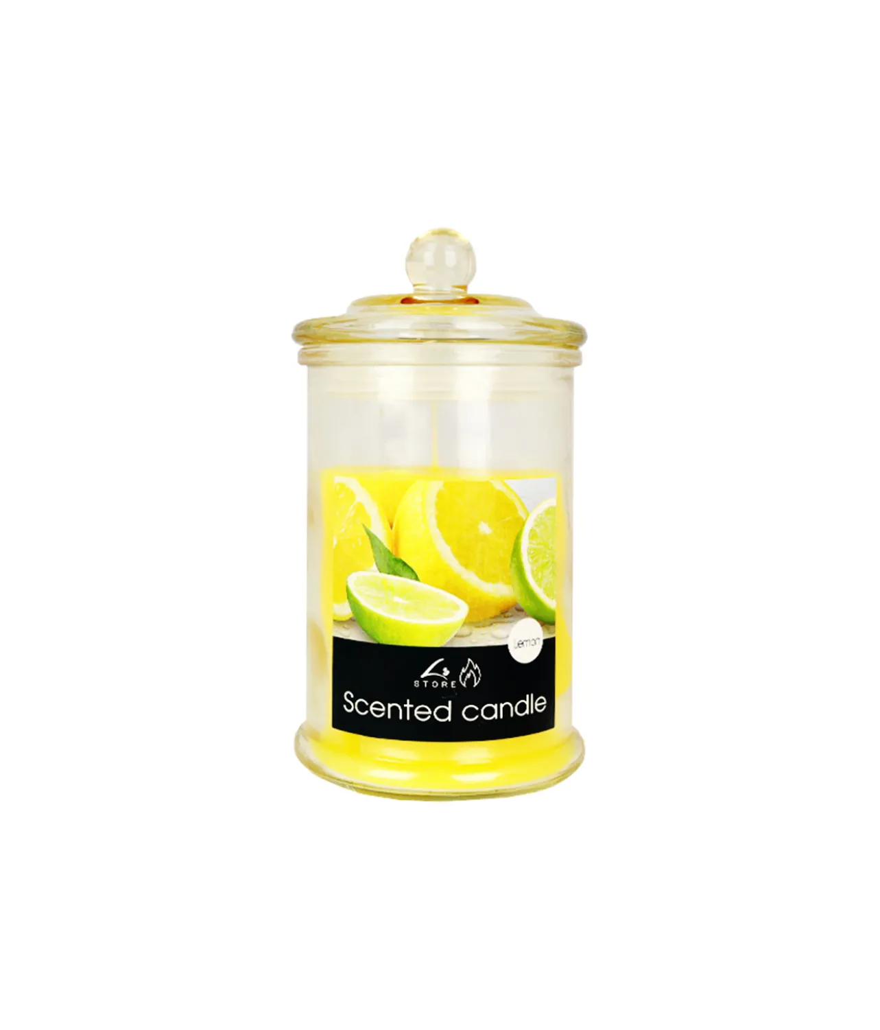Lemon Scented Candle In Glass Jar