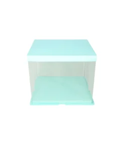 Light Blue Double Layer Transparent Cake Box 8in