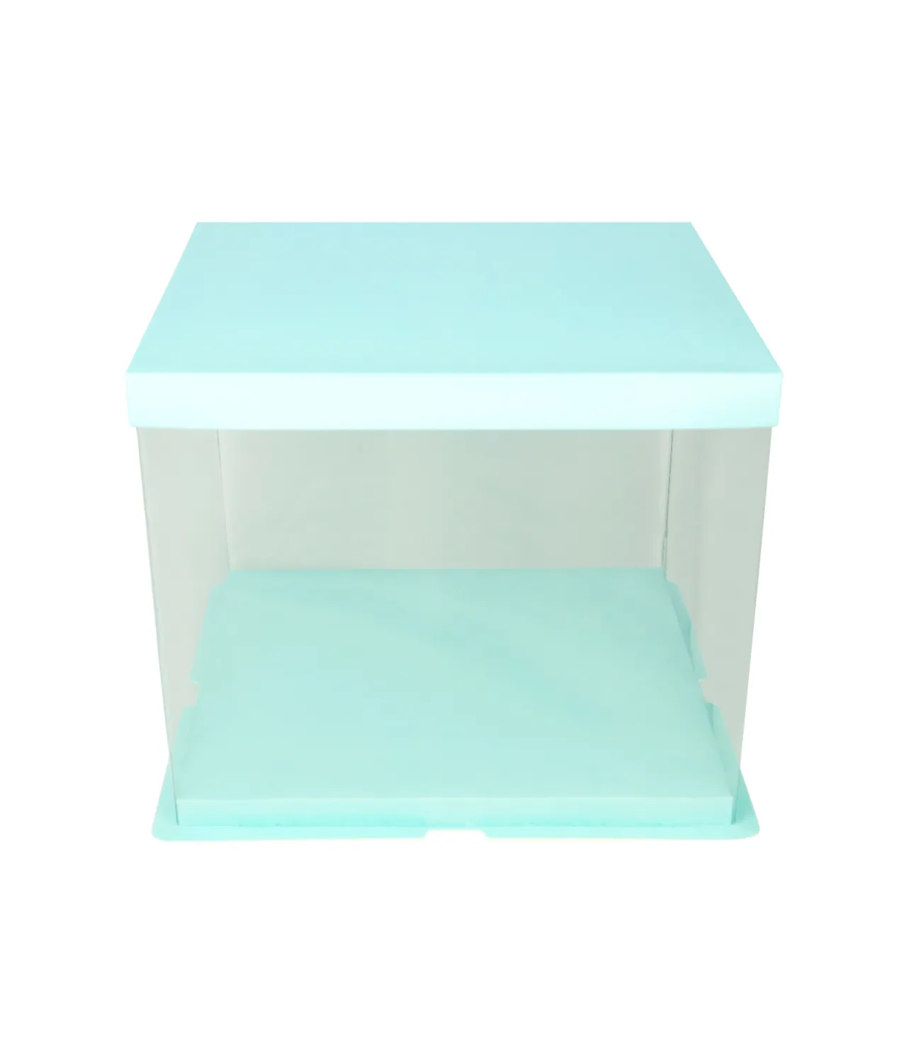 Light Blue Double Layer Transparent Cake Box 12in