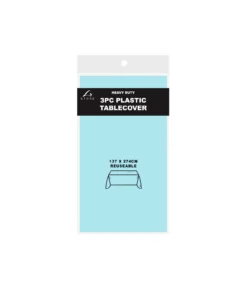 Light Blue Plastic Tablecover 3pk