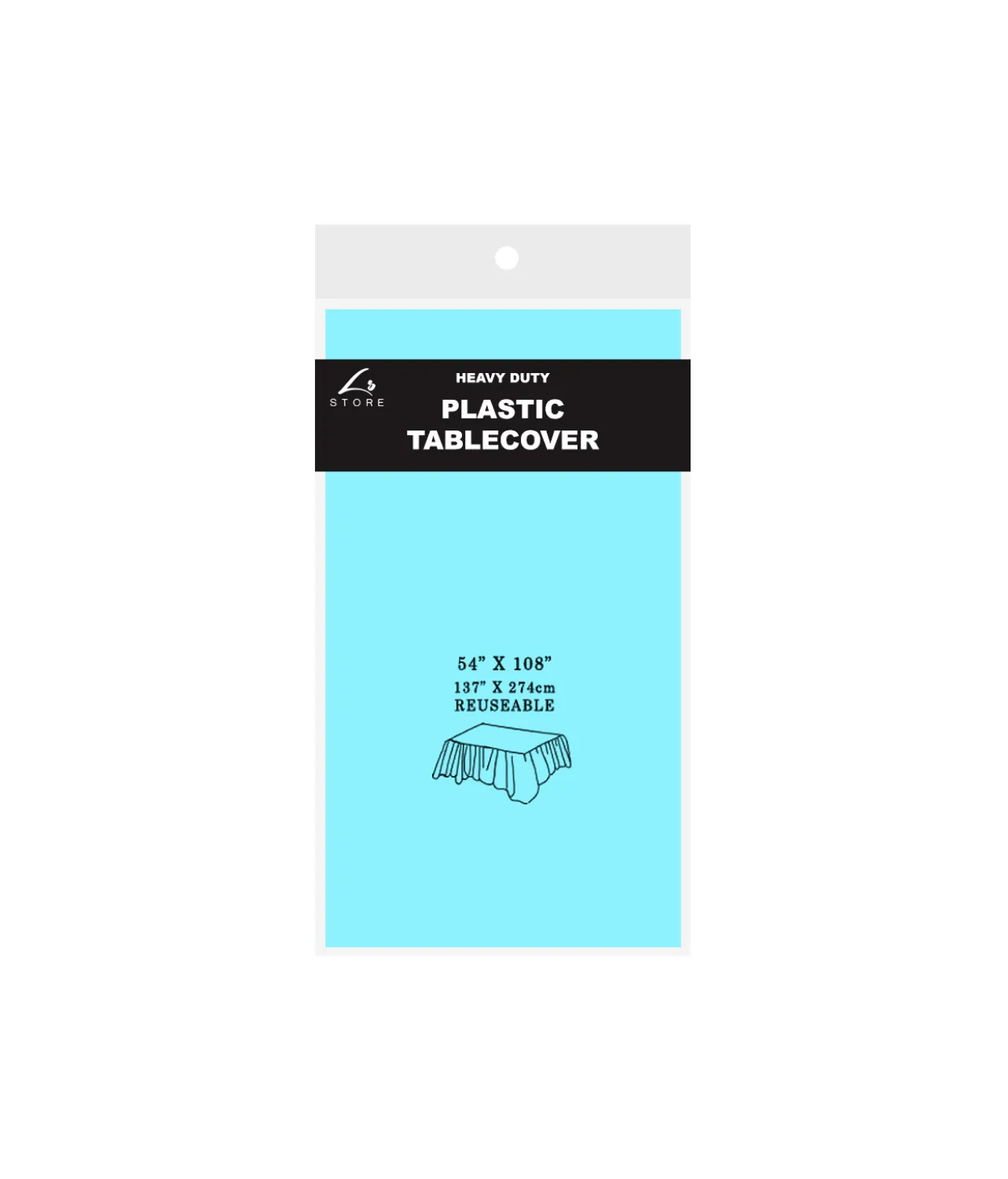 Light Blue Plastic Tablecover 137x274cm