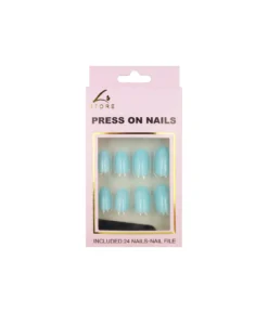 Light Blue Round Press On Nails 24pc