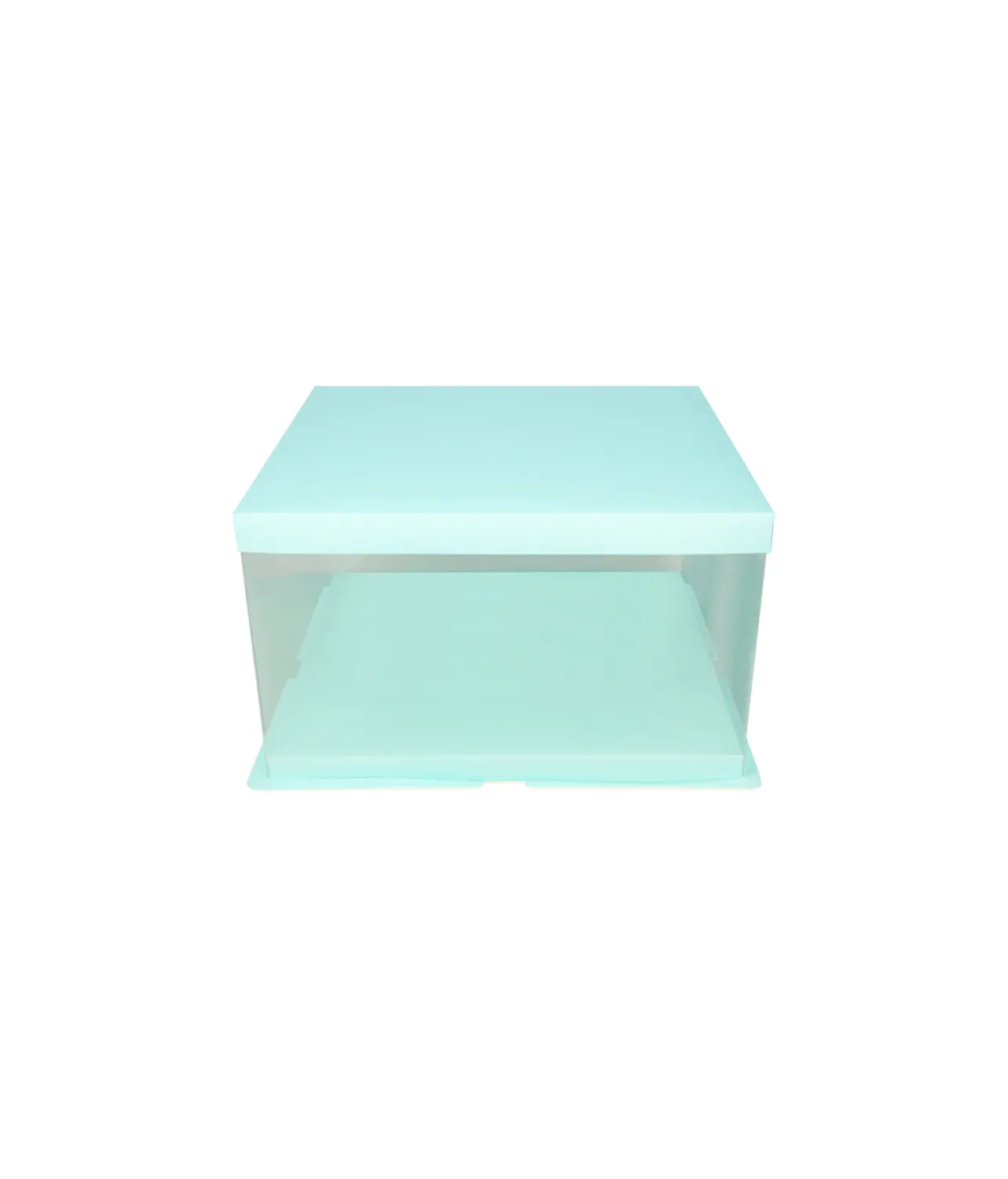 Light Blue Single Layer Transparent Cake Box 6in