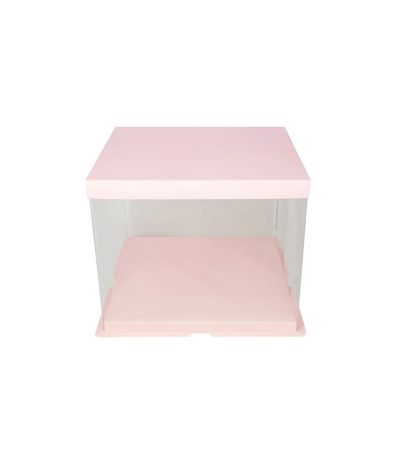 Light Pink Double Layer Transparent Cake Box 8in
