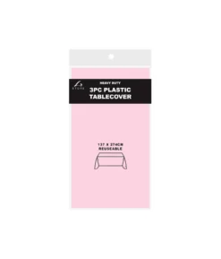 Light Pink Plastic Tablecover 3pk