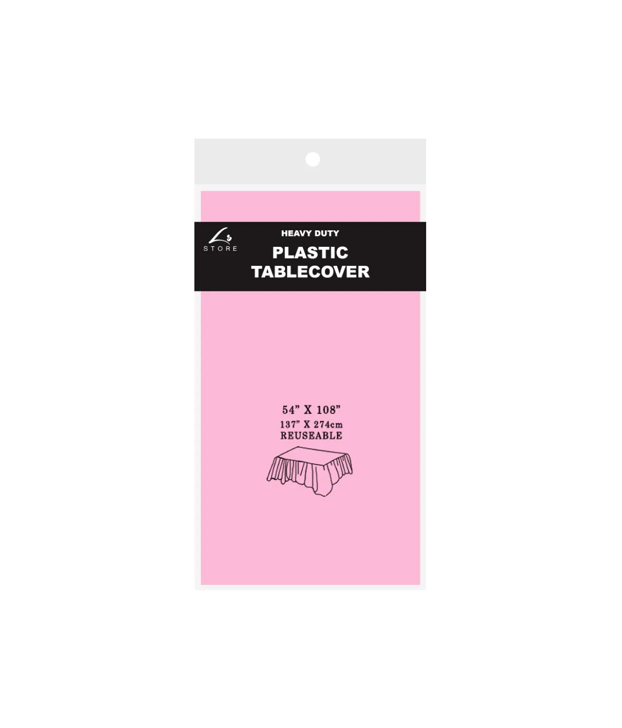 Light Pink Plastic Tablecover 137x274cm