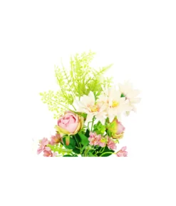 Light Pink Rose And Peach Dahlia Bush 6 Heads 49cm