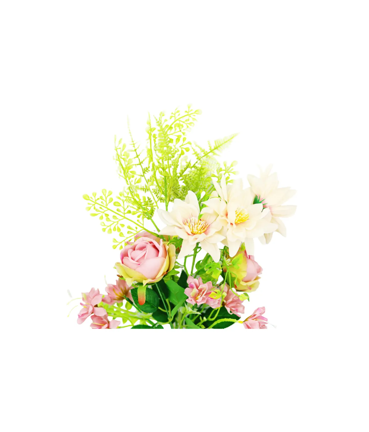 Light Pink Rose And Peach Dahlia Bush 6 Heads 49cm