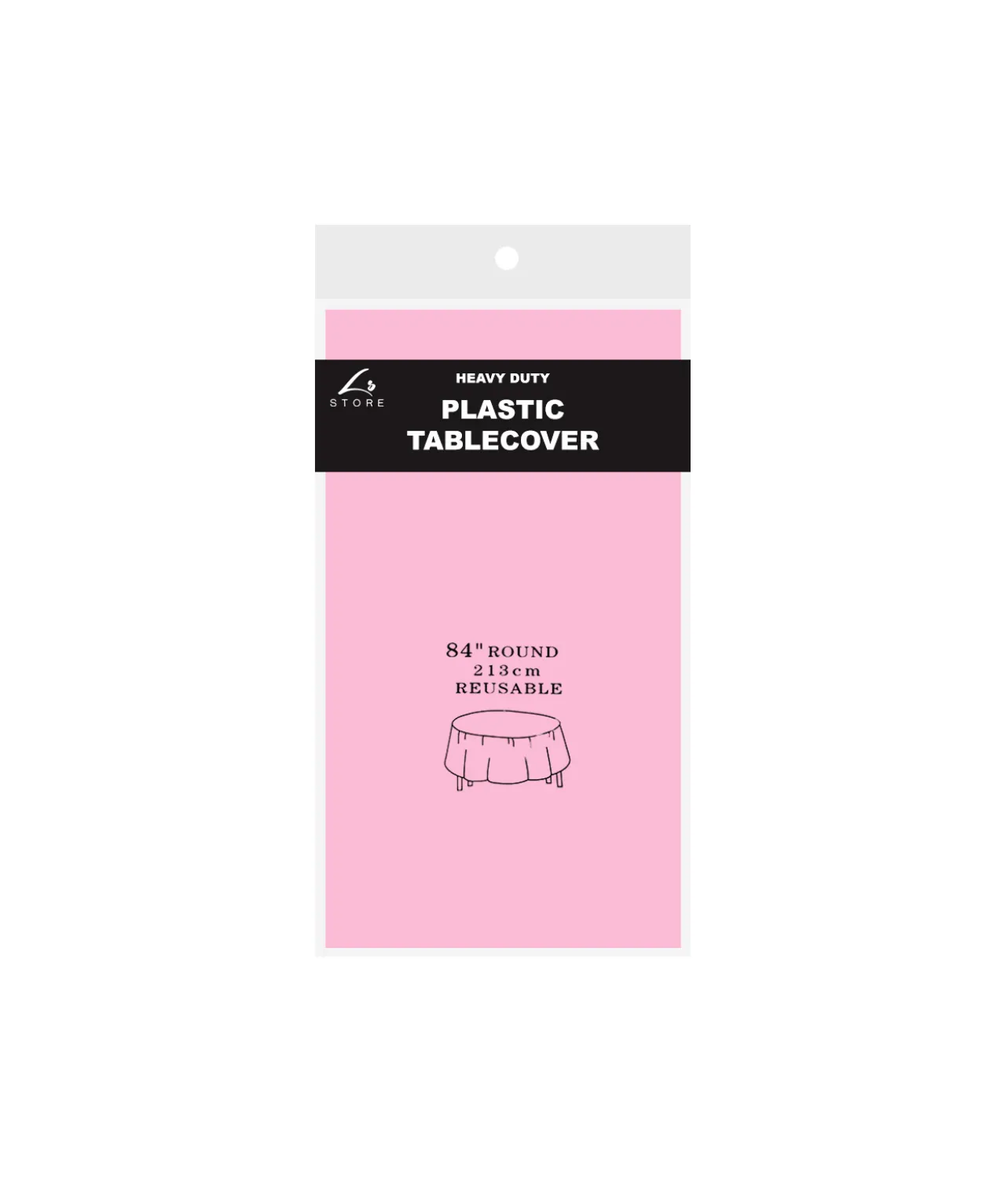 Light Pink Round Plastic Tablecover 213x213cm