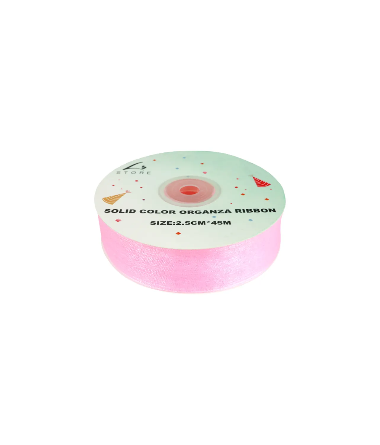 Light Pink Solid Colour Organza Ribbon 2.5cm
