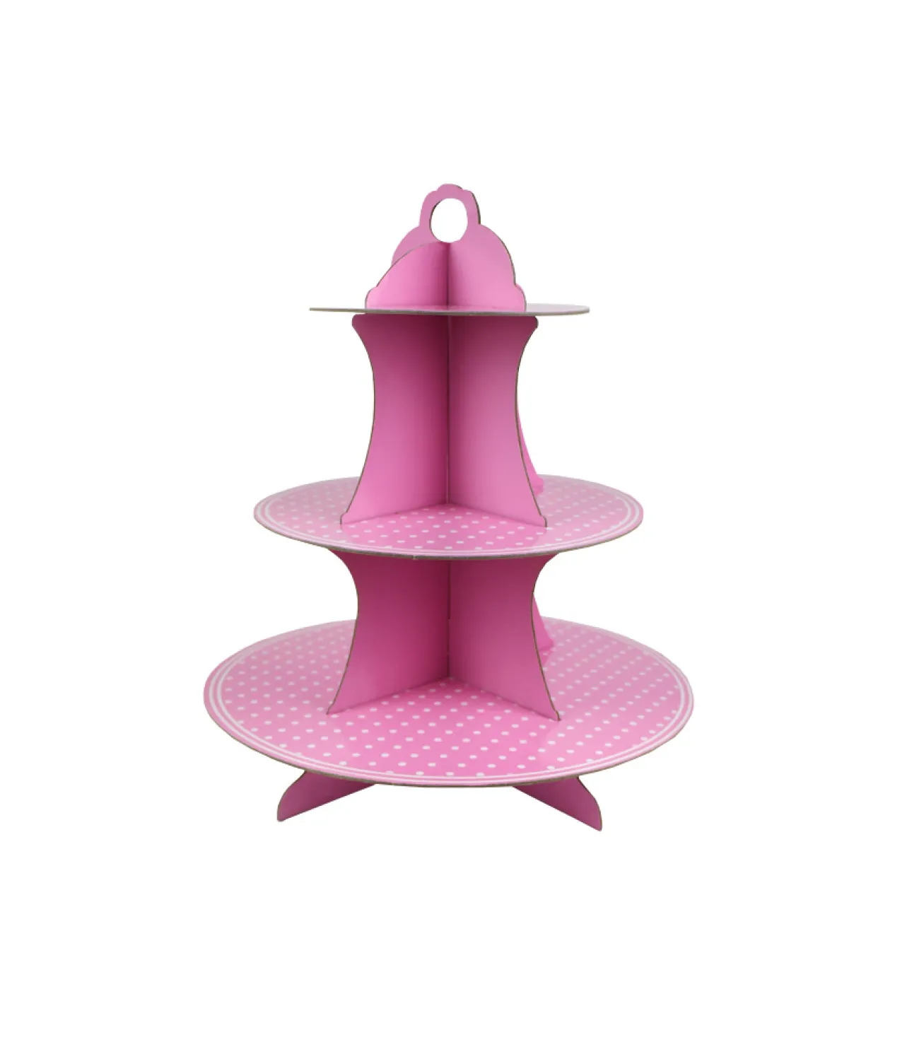 Light Pink with White Dots 3 Tier Cupcake Stand