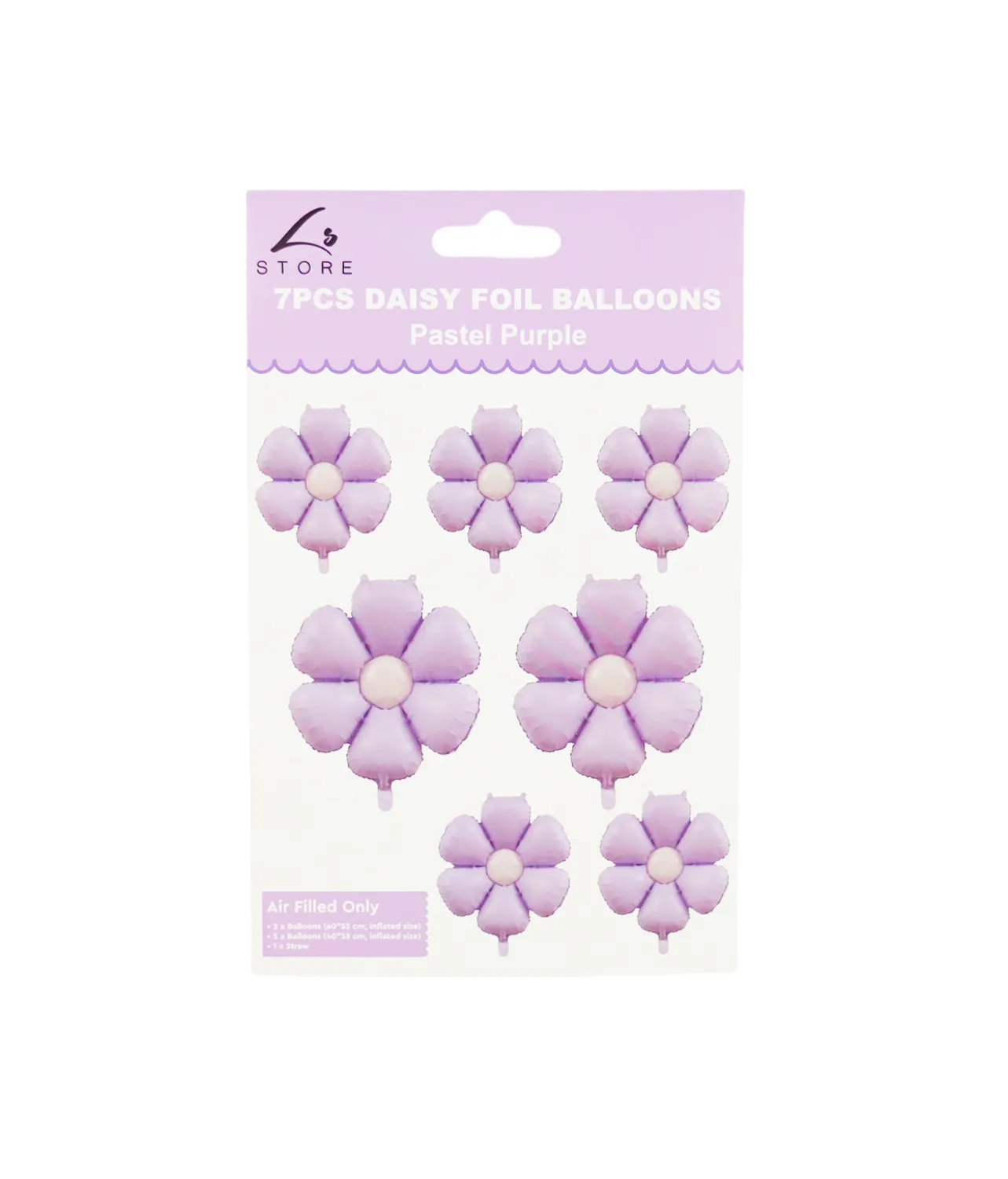 Light Purple Daisy Foil Balloon 7pc